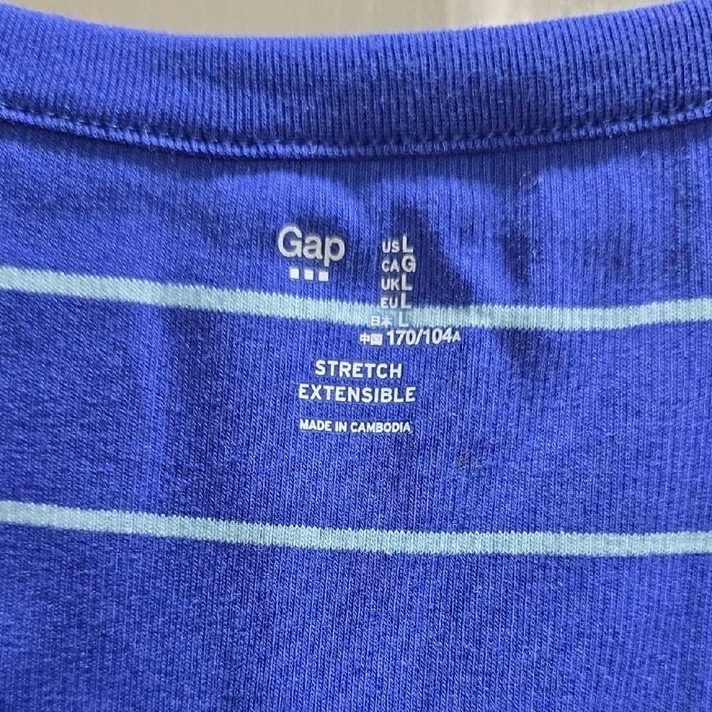 GAP Blue Striped Tank Top Size L - Picture 3 of 5